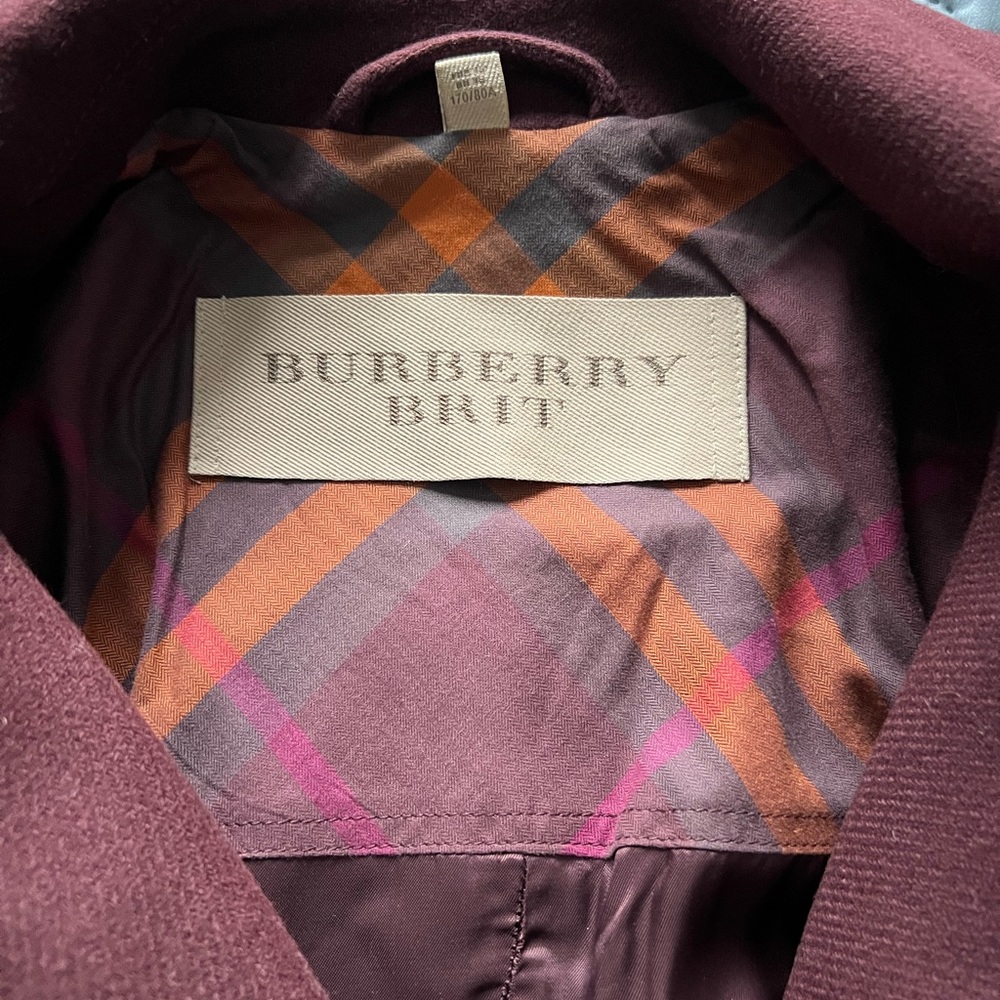 Burberry Brit Burgundy Wool Coat - Picture 7 of 9
